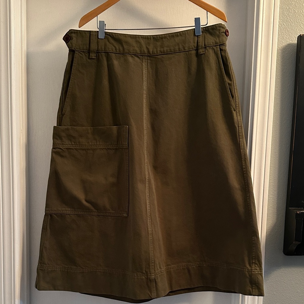 Olive Green A-Line Skirt with Pocket
